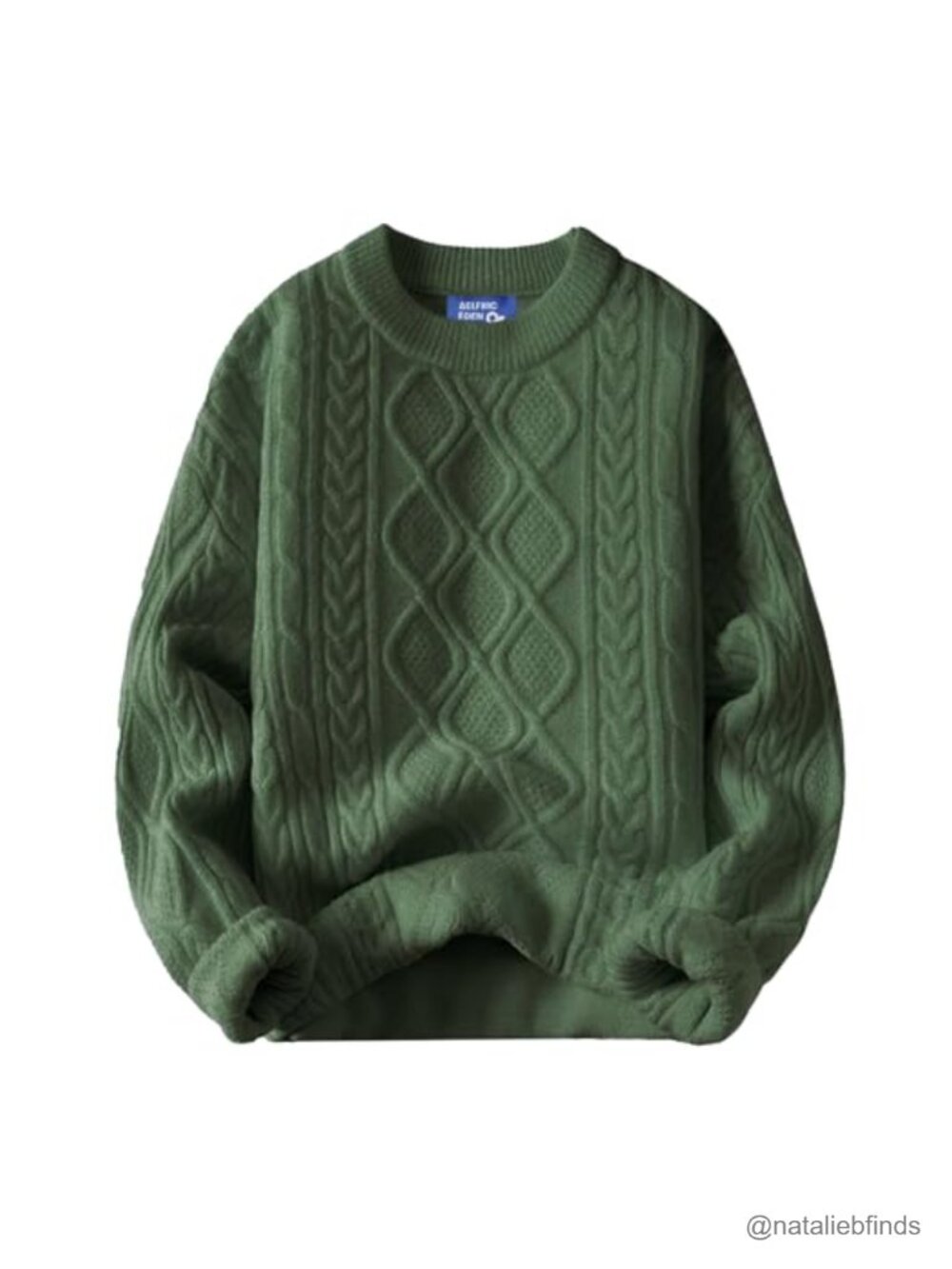 Oversized Cable Knit Sweater Women 90s Vintage Crewneck Pullover Heavy Acrylic
